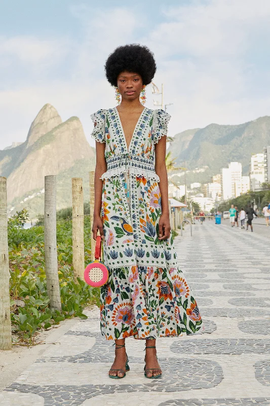 White Summer Garden Maxi Dress