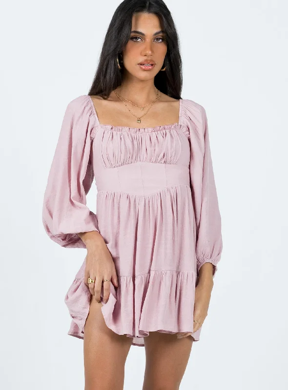 Ethan Long Sleeve Mini Dress Pink