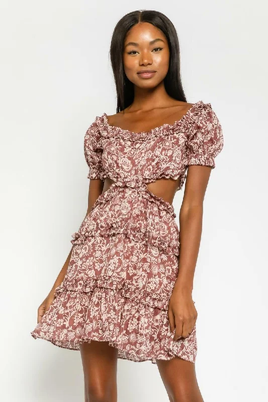 Maya Mauve Floral Off-the-Shoulder Mini Dress